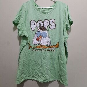 Tootsie Roll Pops Owl Graphic T Shirt Women's Size 4 Green Cotton